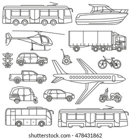 Transport line icons set. Vector illustration.