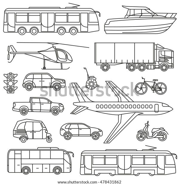 Transport line icons\
set. Vector\
illustration.