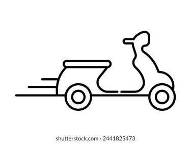 Transport linear icon for fast travel in flat style. Moped, truck, cargo transportation. Concept for online home delivery to work. Vector illustration for web design. EPS10
