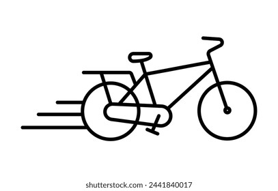Transport linear icon for fast travel in flat style. Bicycle, bicycle, cycling, health, sport. Concept for online home delivery to work. Vector illustration for web design. EPS10
