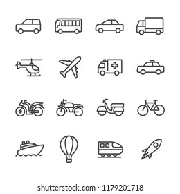 The transport lines icon set vector