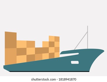 Transport loading ship vector with light light gray background