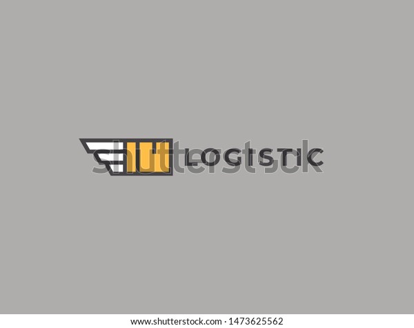 Transport Logistic or Delivery\
Logo Template. Box + Wings. Express moving icon for courier\
delivery or transportation and shipping service. Delivery service\
logotype.