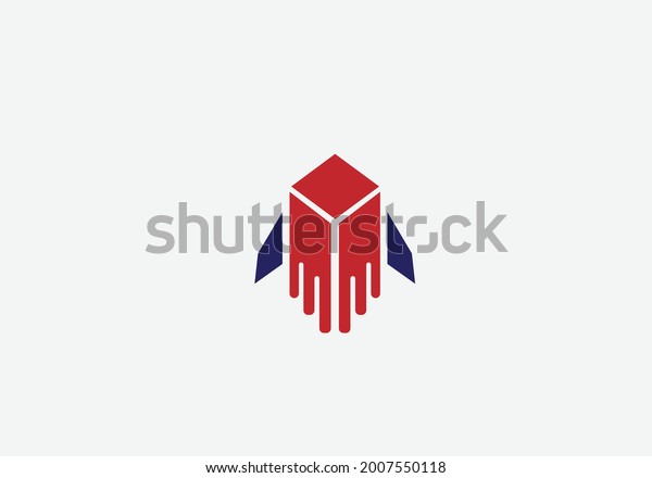 Transport Logistic or\
Delivery Logo Template. Box and Wings. Express moving icon for\
courier delivery or transportation and shipping service. Delivery\
service logotype.\
