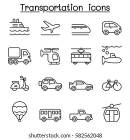 Transport & Logistic icon set in thin line style