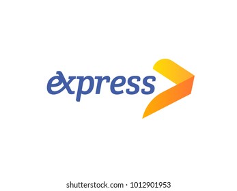 Transport logistic logo arrow for express delivery or courier logistics shipping and transportation service. Vector isolated yellow arrow forward icon template for postal logistics company design