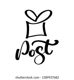 Transport logistic logo of Calligraphy text Post for courier delivery or post mail shipping service. Vector isolated icon template for transportation company design.
