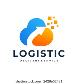 Logotipo logístico de transporte de la flecha exprés que avanza para la entrega por correo o servicio de envío postal. Plantilla aislada del icono del vector para el diseño de la compañía del transporte y de la logística postal