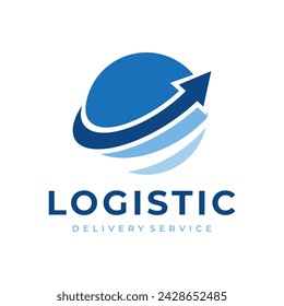 Logotipo logístico de transporte de la flecha exprés que avanza para la entrega por correo o servicio de envío postal. Plantilla aislada del icono del vector para el diseño de la compañía del transporte y de la logística postal