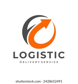 Transport logistic logo of express arrow moving forward for courier delivery or post mail shipping service. Vector isolated icon template for transportation and postal logistics company design