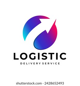 Logotipo logístico de transporte de la flecha exprés que avanza para la entrega por correo o servicio de envío postal. Plantilla aislada del icono del vector para el diseño de la compañía del transporte y de la logística postal