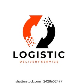 Transport logistic logo of express arrow moving forward for courier delivery or post mail shipping service. Vector isolated icon template for transportation and postal logistics company design