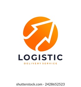 Transport logistic logo of express arrow moving forward for courier delivery or post mail shipping service. Vector isolated icon template for transportation and postal logistics company design