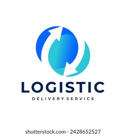 Transport logistic logo of express arrow moving forward for courier delivery or post mail shipping service. Vector isolated icon template for transportation and postal logistics company design