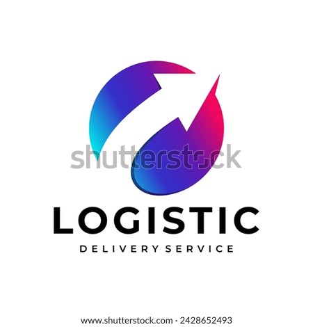 Transport logistic logo of express arrow moving forward for courier delivery or post mail shipping service. Vector isolated icon template for transportation and postal logistics company design
