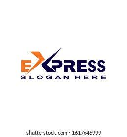 Transport logistic logo of Express letters moving forward for courier delivery or post mail shipping service. Vector isolated icon template for transportation and postal logistics company design

