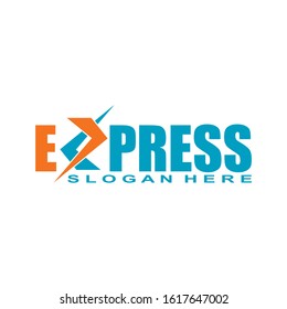 Transport logistic logo of Express letters moving forward for courier delivery or post mail shipping service. Vector isolated icon template for transportation and postal logistics company design
