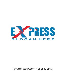 Transport logistic logo of Express letters moving forward for courier delivery or post mail shipping service. Vector isolated icon template for transportation and postal logistics company design
