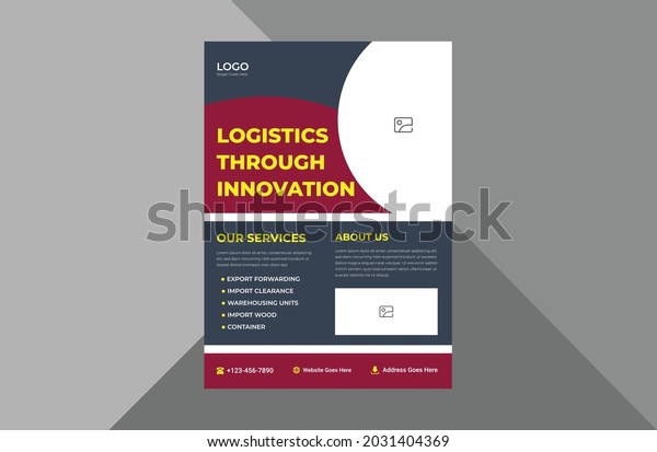 transport logistic service flyer template.
shipping cargo industry poster leaflet design. transport service
flyer design template. a4 template, brochure design, cover, flyer,
poster, print-ready