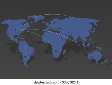 Transport logistic system. Delivery scheme from the USA to other countries, Vector illustration