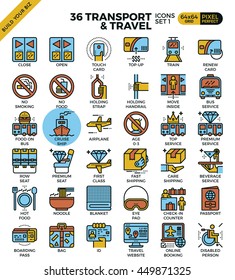 Transport logistic & Travel outline icons modern style for website or print illustration