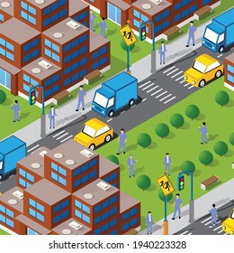 Transport Logistics 3D Isometric City illustrated template infographics industrial infrastructure in conceptual illustration