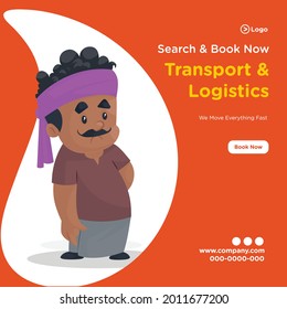 Transport and logistics banner design template.