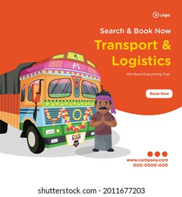 Transport and logistics banner design template.