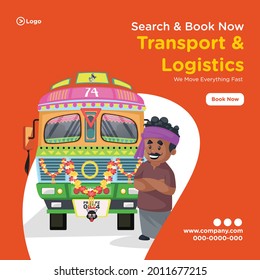 Transport and logistics banner design template.