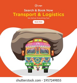 Transport and logistics banner design. Vector graphic illustration.