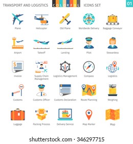 Transport And Logistics Colorful Icons Set 01