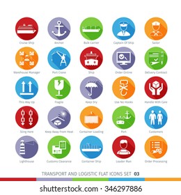 Transport And Logistics Flat Icons Set 03