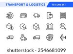 Transport and Logistics Icon Collection. High-Quality Icons for Shipping, Delivery, Freight, Fleet Management, Cargo Handling, and Supply Chain Optimization