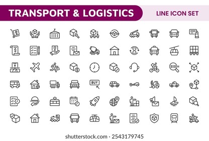 Transport and Logistics Icon Collection. High-Quality Icons for Shipping, Delivery, Freight, Fleet Management, Cargo Handling, and Supply Chain Optimization