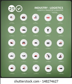 Transport and Logistics icons on blackboard background,vector