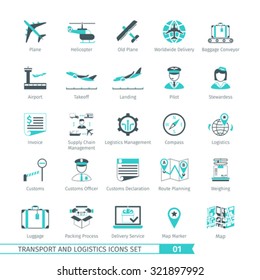 Transport And Logistics Icons Set 01