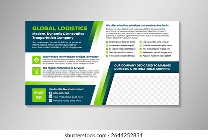 transport and logistics trade show banner template design, easily editable, printable. ensuring you make the most of every trade opportunity. horizontal layout web page with space for photo. 