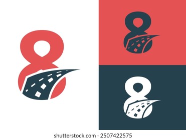 Transport Logo With 8 Letter Design. Road Sign Logo Vector Template