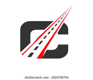 Transport logo with C letter concept. C letter Road logo design