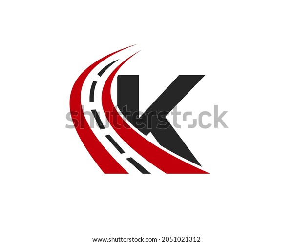 Transport Logo With K Letter Concept. K Letter\
Road Logo Design\
Template