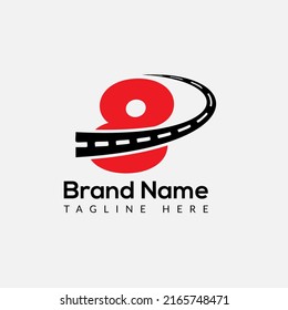 Transport Logo On Letter 8 Template. Road On 8 Letter, Initial Transport Sign Concept 