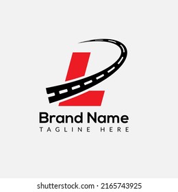 Transport Logo On Letter L Template. Road On L Letter, Initial Transport Sign Concept 