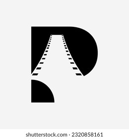 Transport Logo With P Letter Concept. Road Logo Design Template