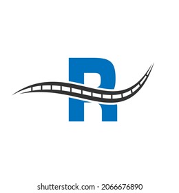 Transport logo with R letter. R letter Road logo design