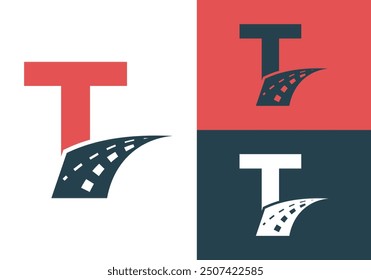 Transport Logo With T Letter Design. Road Sign Logo Vector Template