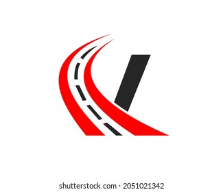 Transport logo with V letter concept. V letter Road logo design Template