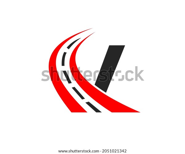 Transport logo with V letter concept. V letter\
Road logo design\
Template