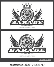 Transport Logo, Vector Illustration. Wheel Chrome Disk Of Car, Design Of Auto Tuning, Styling. Disc Logo