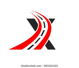 Transport Logo With X Letter Concept. X Letter Road Logo Design Template