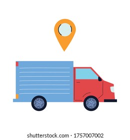 transport of merchandise for stores with location vector illustration desing